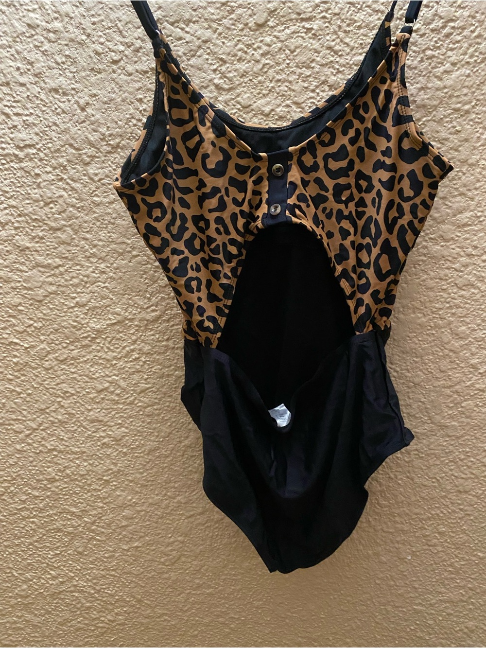 Leopard Print & Black One-Piece Swimsuit - Picture 2 of 7